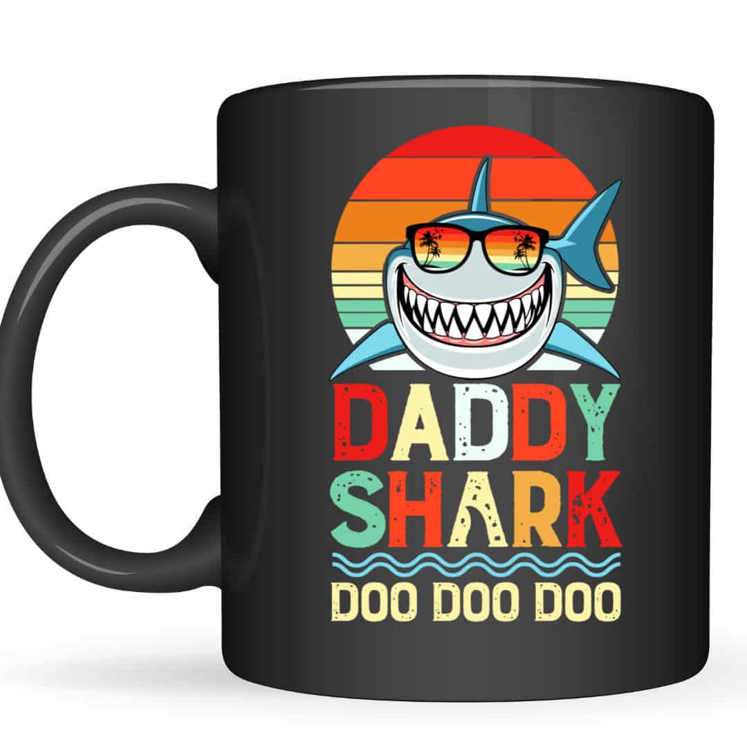 black daddy shark mug
