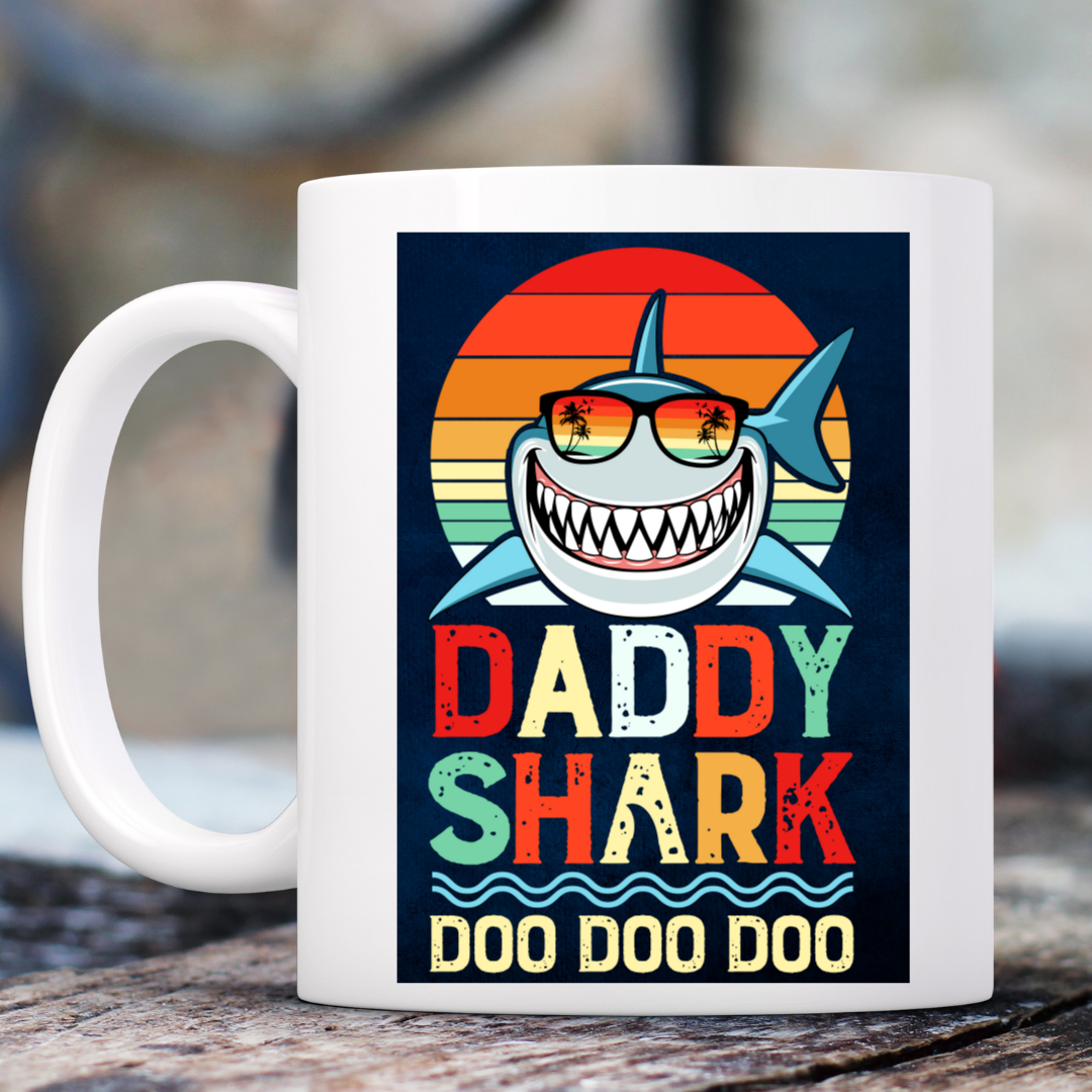 white daddy shark mug