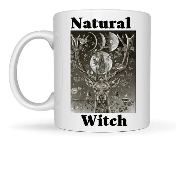 Showcase your love for magic with the Magical Elk Mug, featuring Natural Witch in black and a mystical elk design. This Slate mug or keyring is perfect for any enchanting collection.