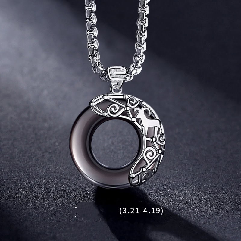 obsidian sterling silver zodiac necklace