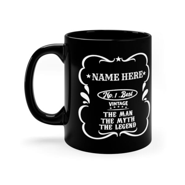 man myth legend personalised black coffee mug