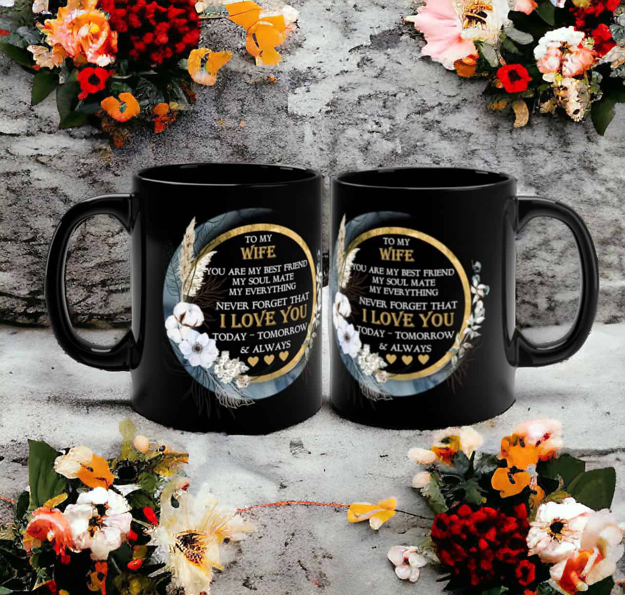 To My Wife / Girlfriend Floral Moon Mug