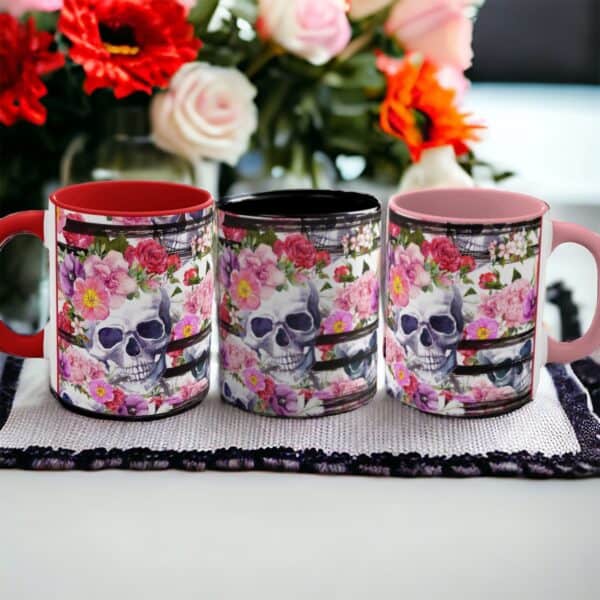 Floral Skull Ceramic Mug