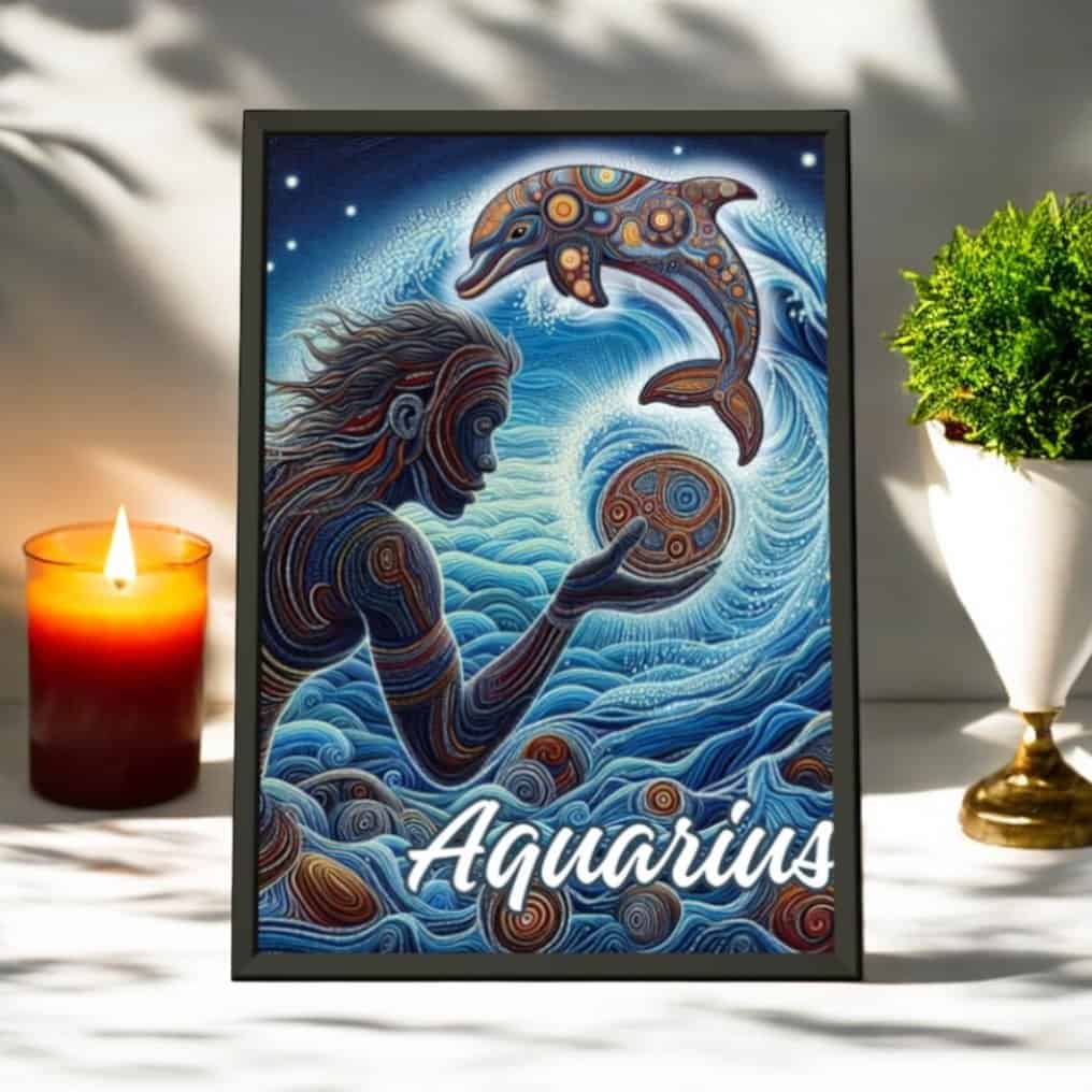 Aquarius Dot Art Metal Framed Poster - Image 6