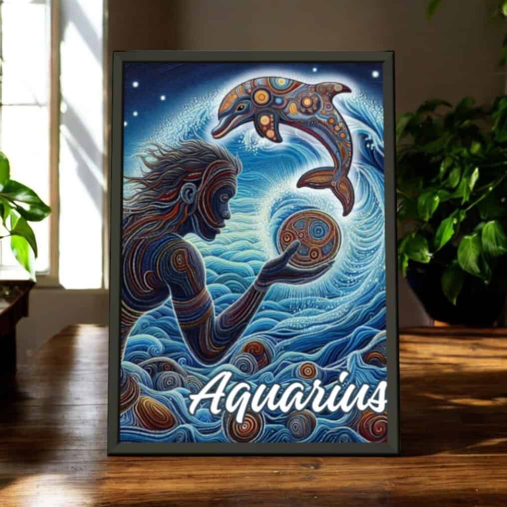 Aquarius Dot Art Metal Framed Poster - Image 5