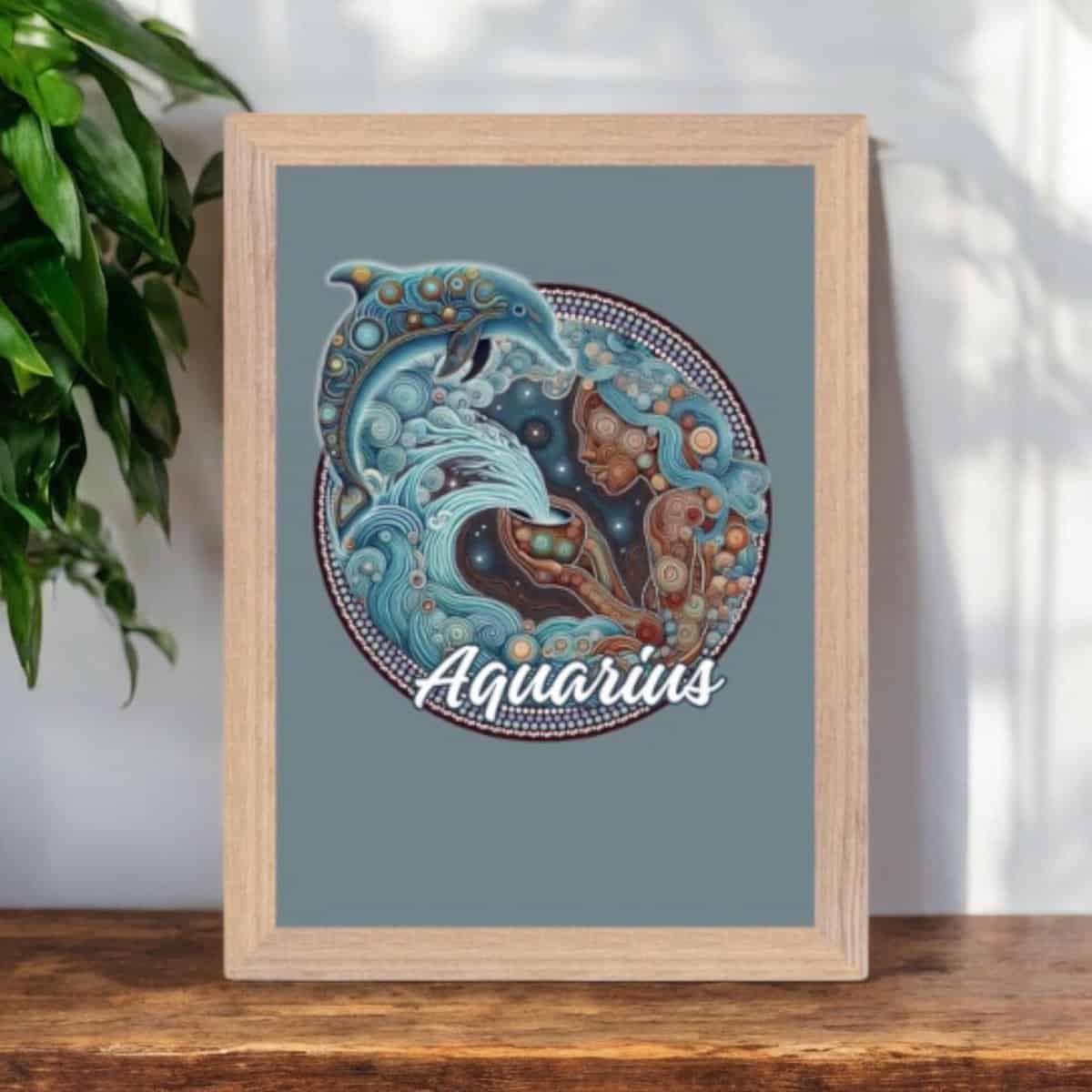 Aquarius Feminine Aboriginal Dot Art Wooden Framed Print