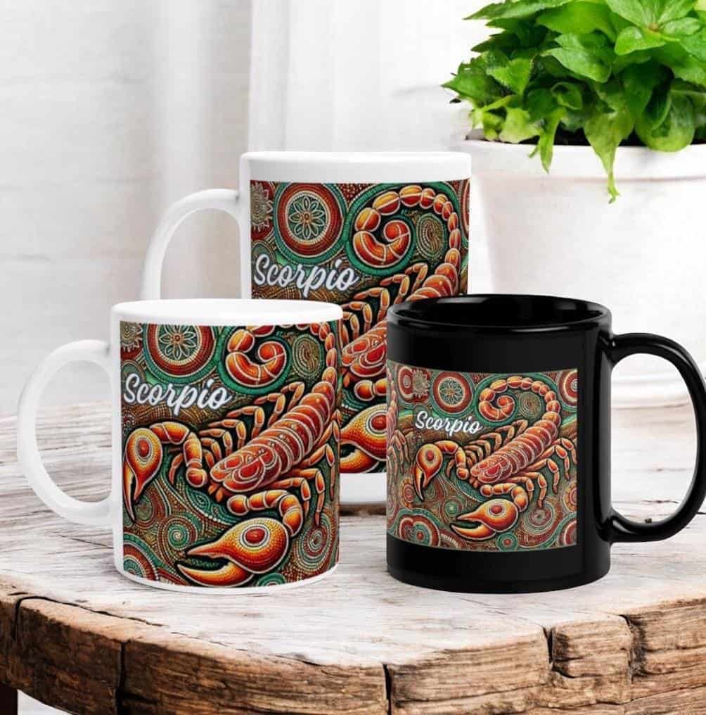 Scorpio Aboriginal Art Zodiac Design Mugs