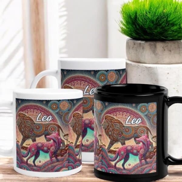 Leo Aboriginal Art Zodiac Mugs