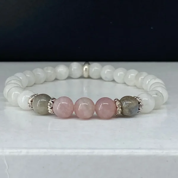 Moonstone, Labradorite and Rose Quartz Bracelet