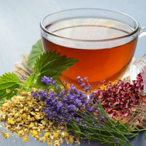 herbal tea with lavender, chamomile, rose and mint
