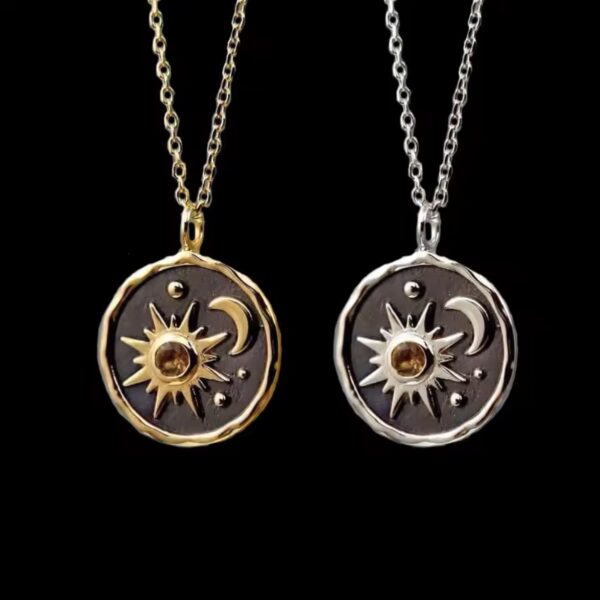 Sun & Moon Necklace with Citrine Crystal