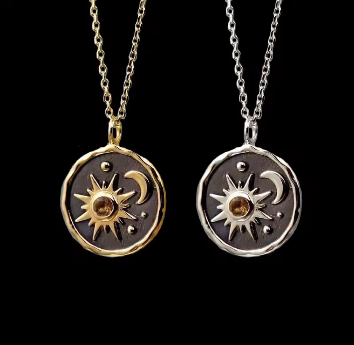Sun & Moon Necklace with Citrine Crystal