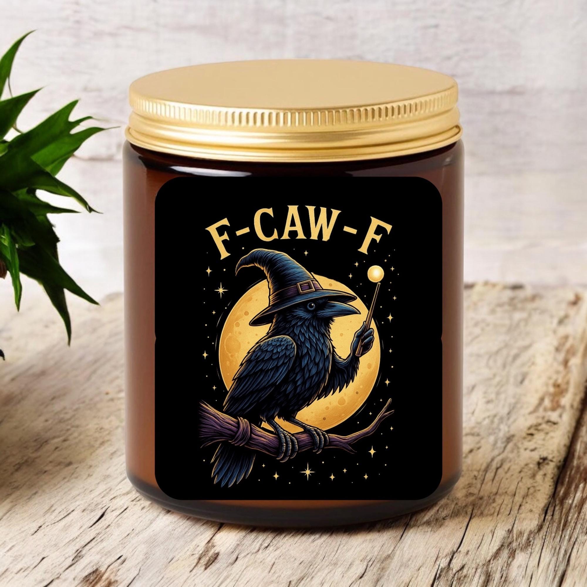 F-CAW-F Witchy Raven Soy Candle | 250g Amber Jar | Intention Candle to Clear Negative Energy | Gothic Raven Witch Décor
