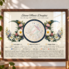 Custom triple moon birth chart featuring lilys and daisyies in a dark wood frame