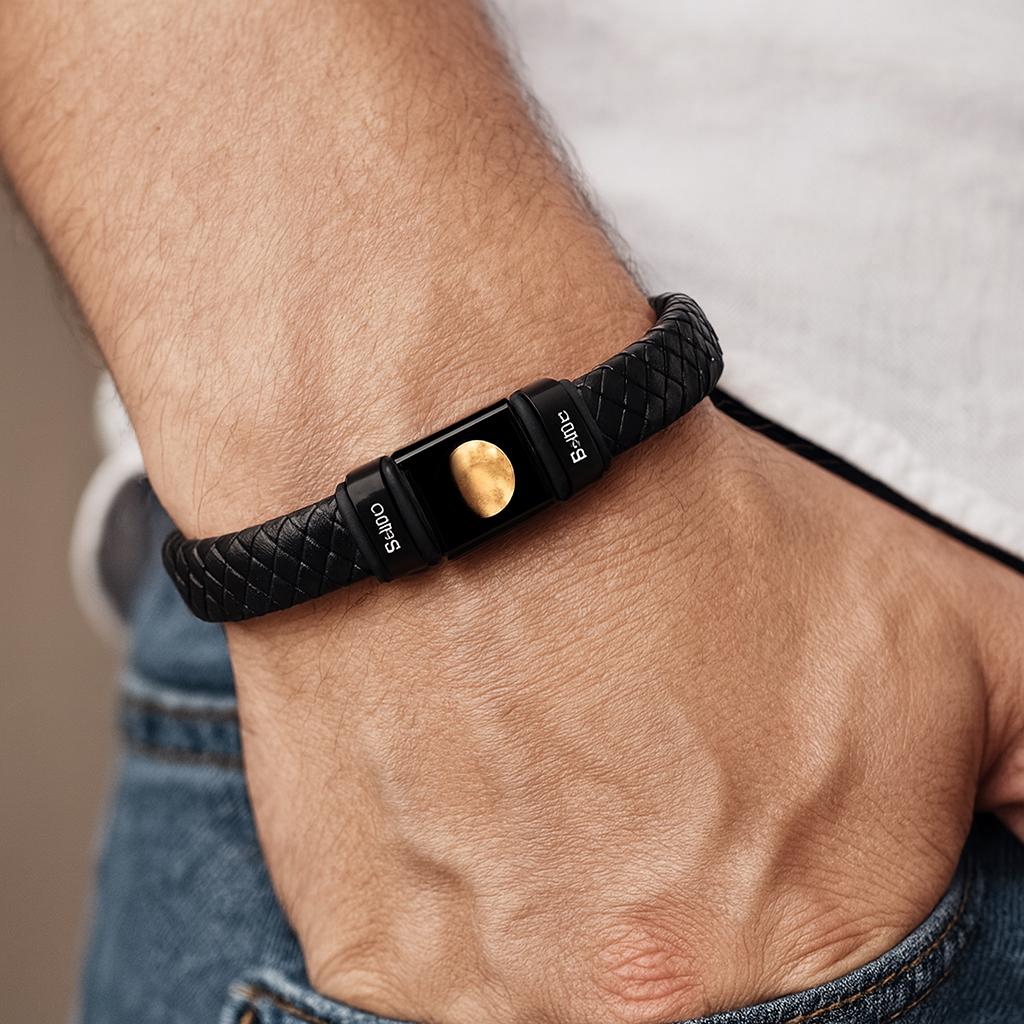 Custom Moon Phase Leather Bracelet: Personalised Name Beads, Astrology Gift - Image 3