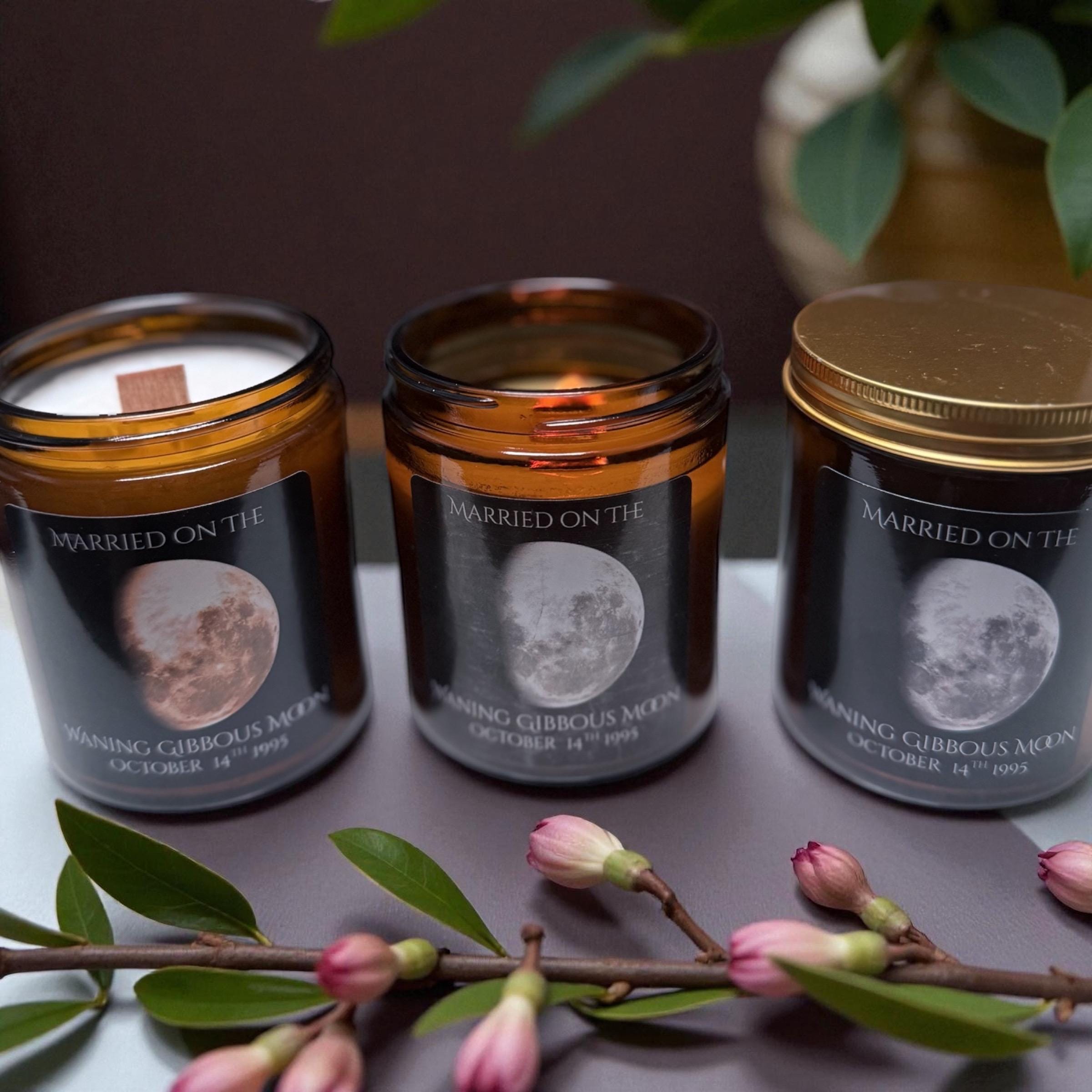 Custom Moon Phase Candle ,Soy Wax,Wood Wick. Personalised Gifts