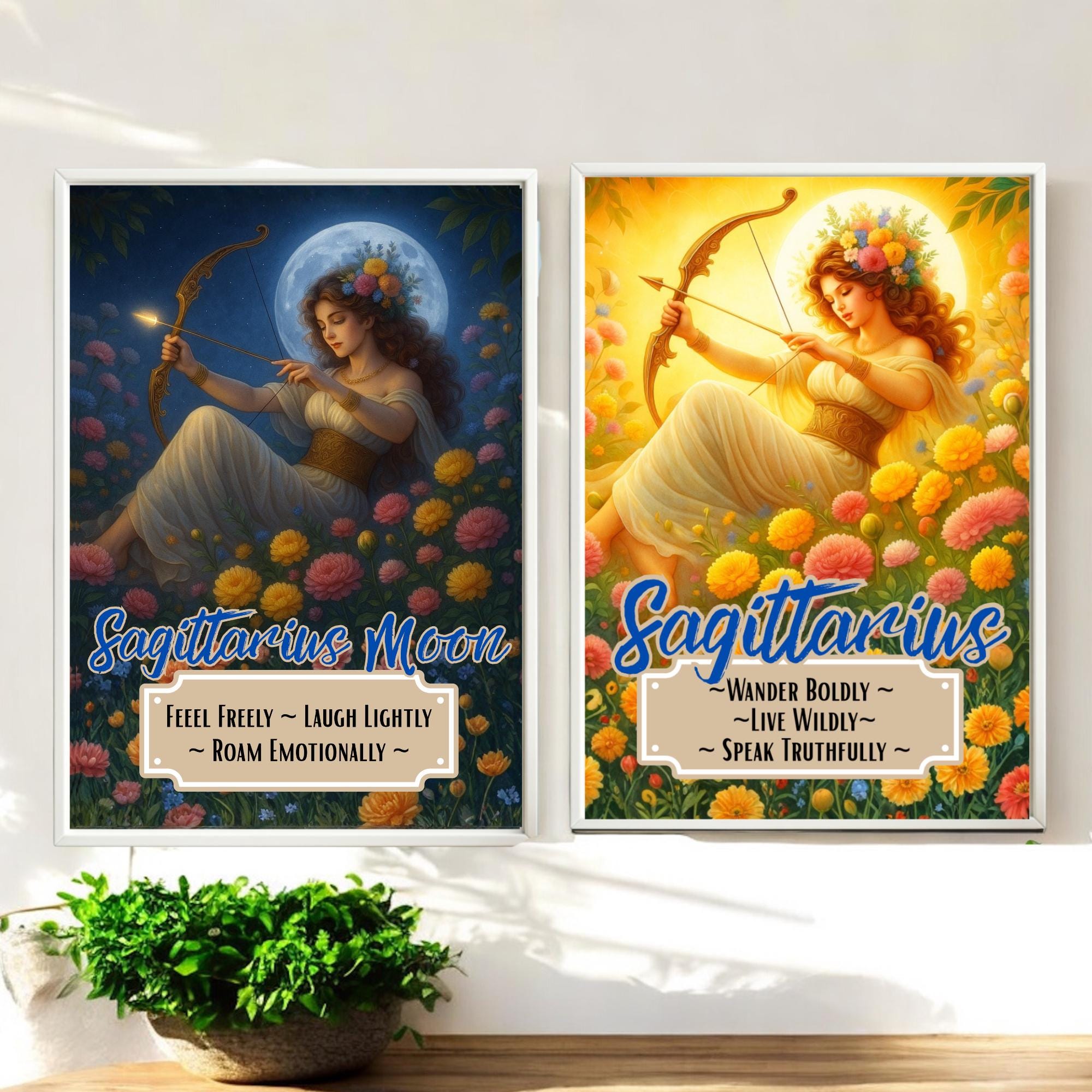 Sagittarius Moon Goddess Traits Print – Astrology Wall Art, Framed or Unframed