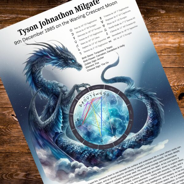 Midnight Dragon Custom Birth Chart — Printable PDF Astrology Artwork