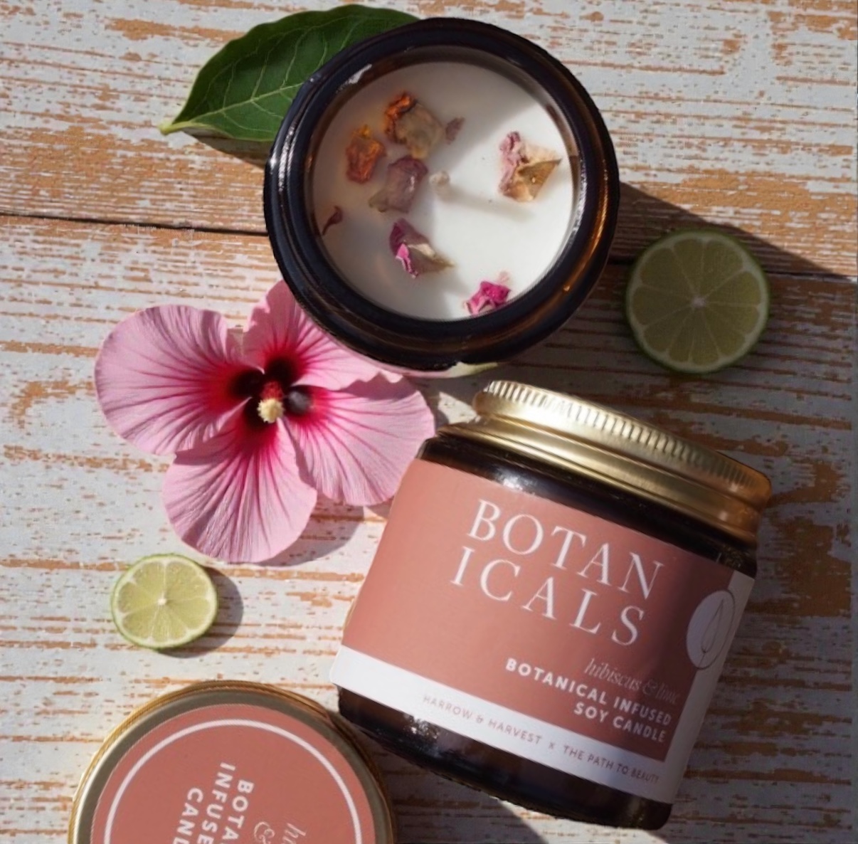 Hibiscus & Lime, Botanical Infused Soy Candle