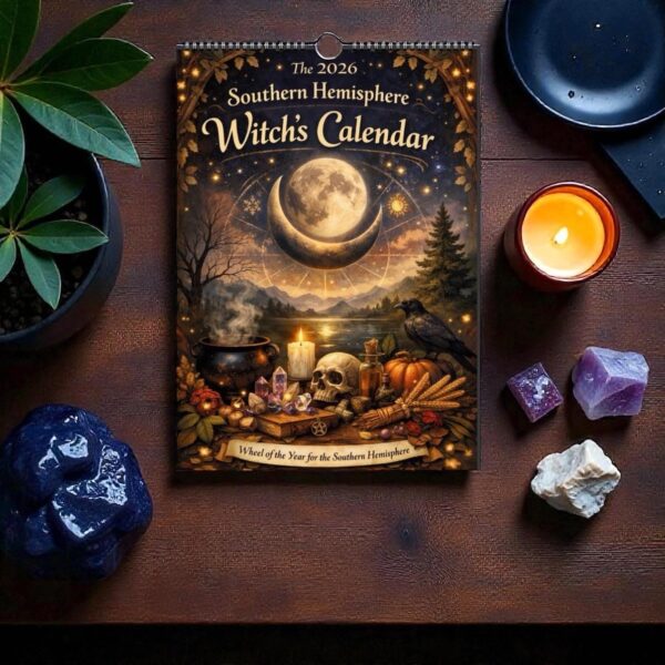 2026 Southern Hemisphere Witches Calendar – A4 Wall Calendar with Moon Phases, Sabbats & Ritual Themes