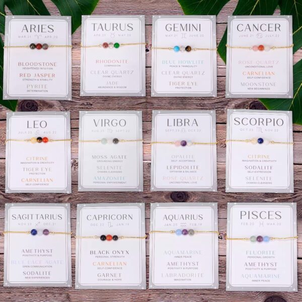 Zodiac Crystal Gemstone Bracelet