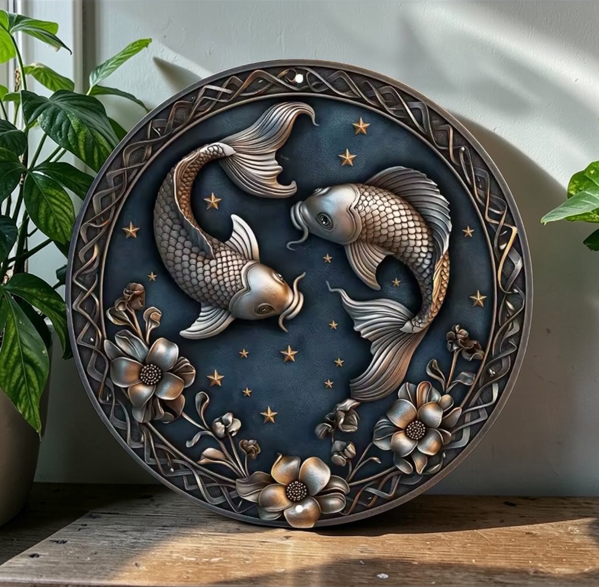 Pisces Fish Metal Wall Sign – Aluminium Zodiac Décor 20x20cm
