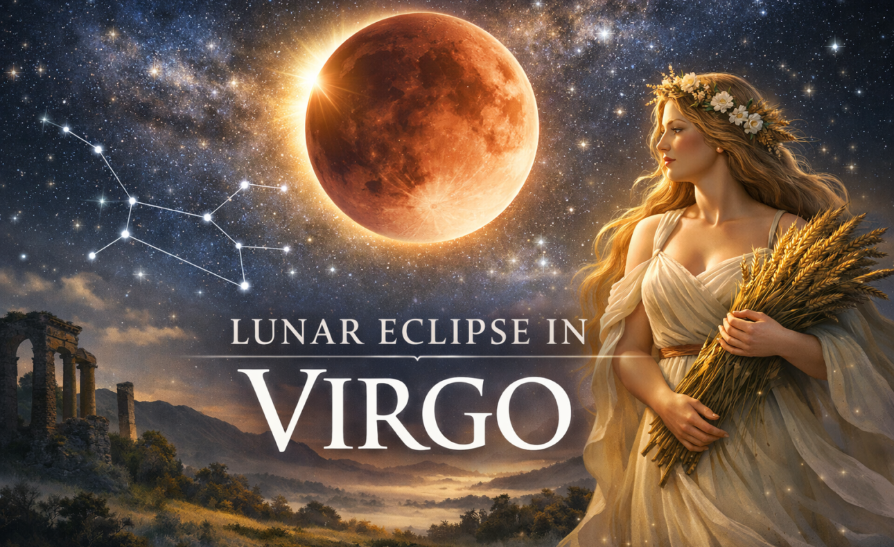 Virgo goddess under the lunar eclipse