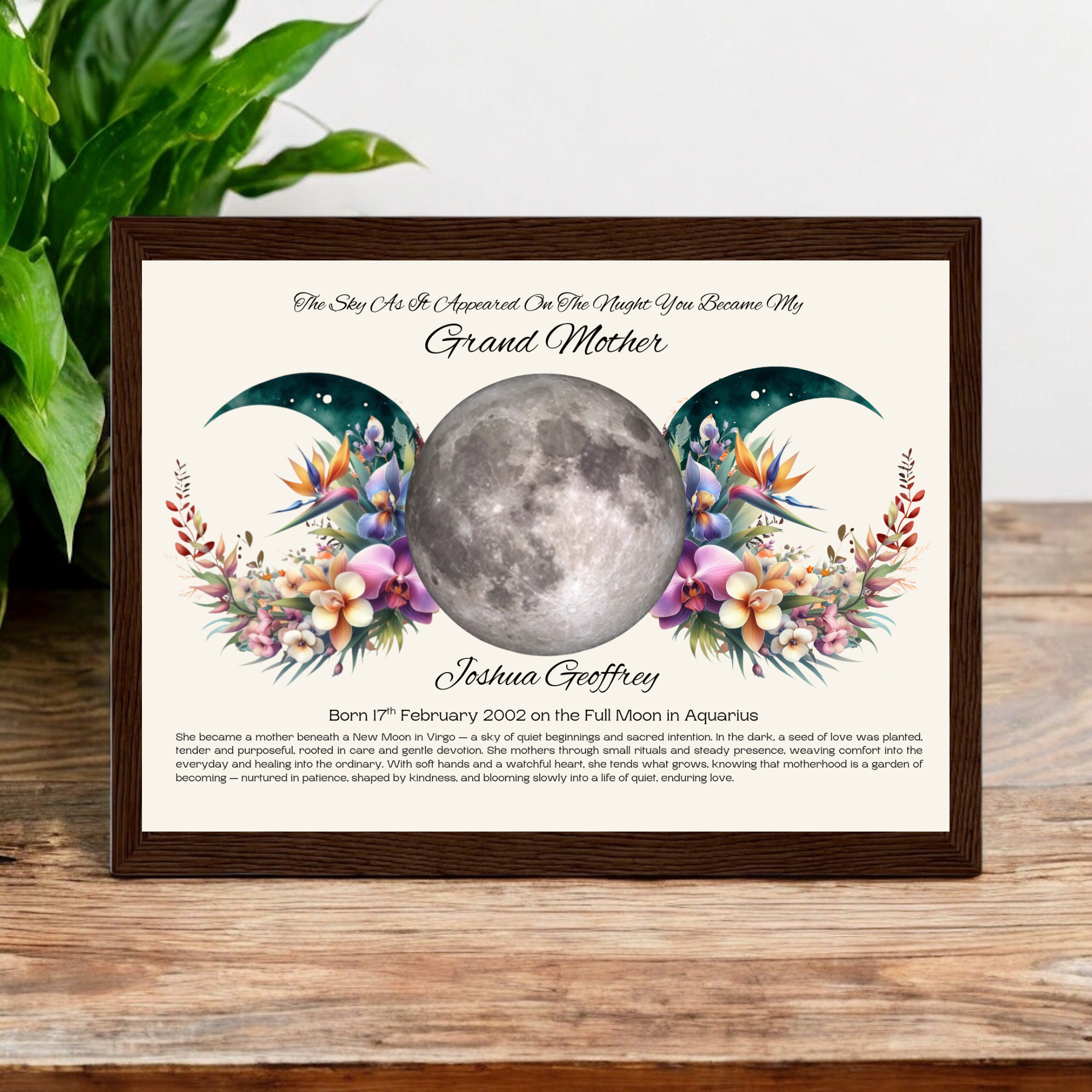 Framed certificate with floral design