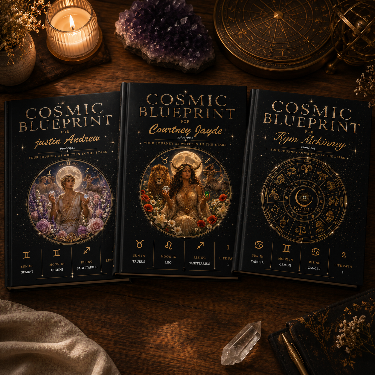 Astrology books with personalized covers