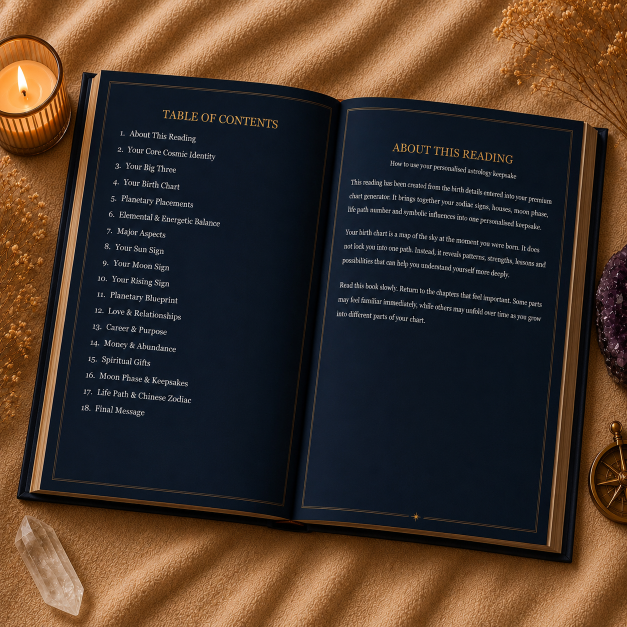 Open book with astrology content