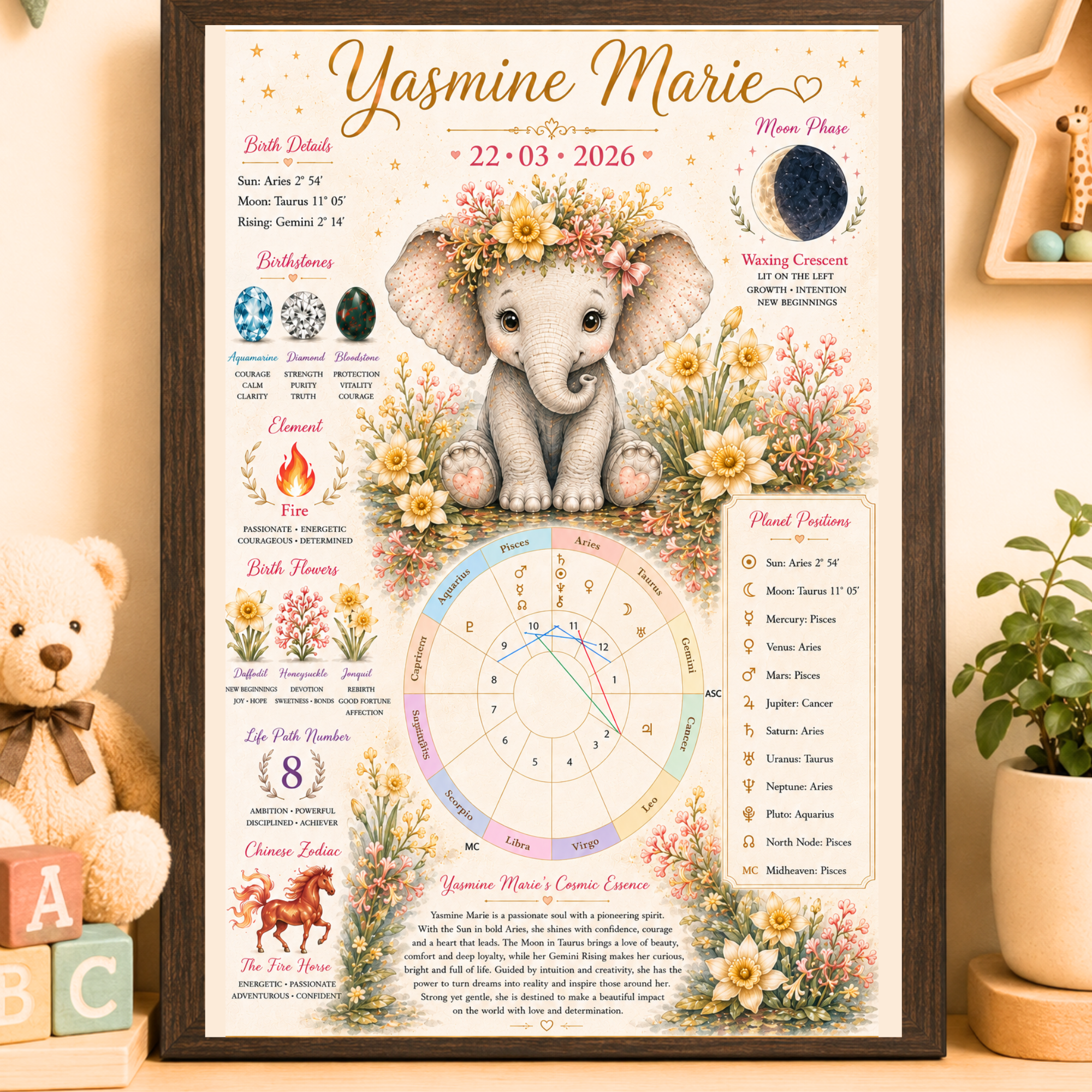 custom baby dragon birth chart print (copy)