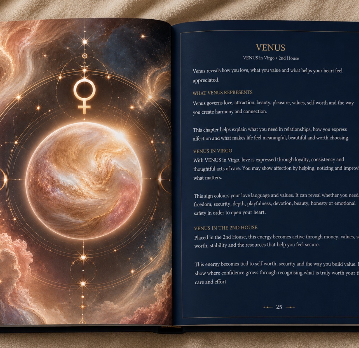 Cosmic illustration with Venus symbol