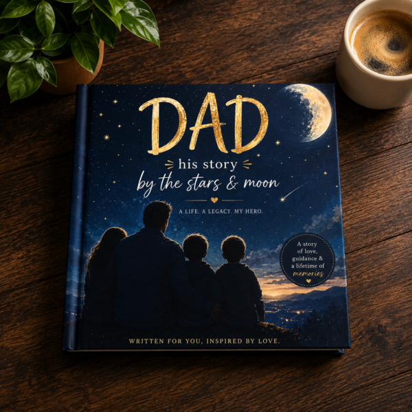 custom birth chart, night sky & life story keepsake book for dad