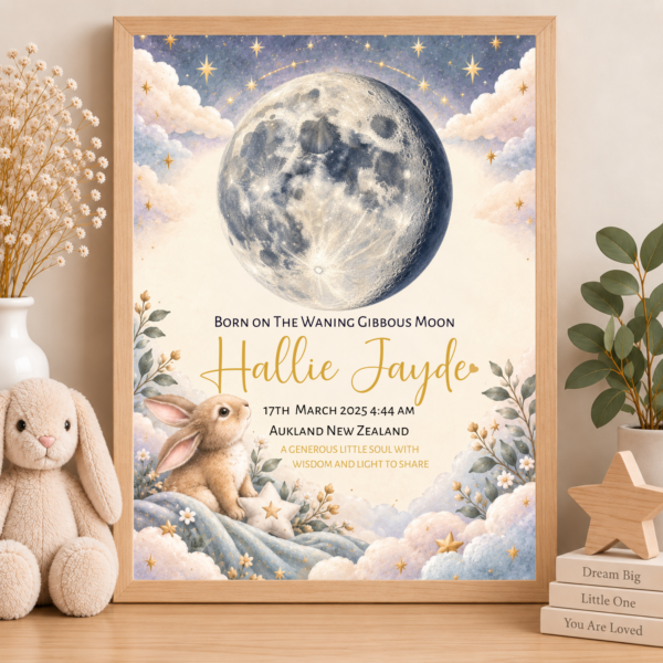 Personalised Baby Moon Phase Print