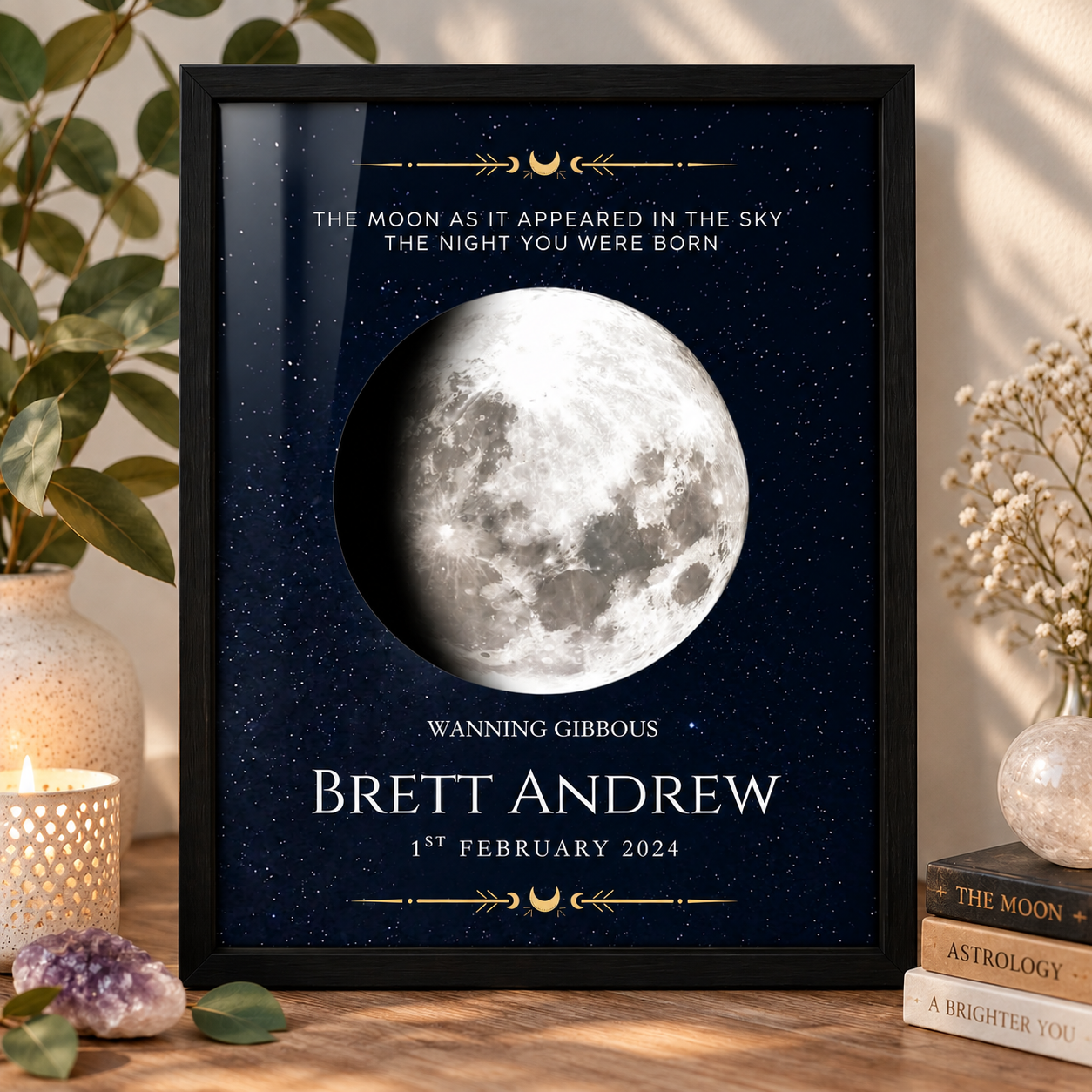 personalised moon print the night you were born