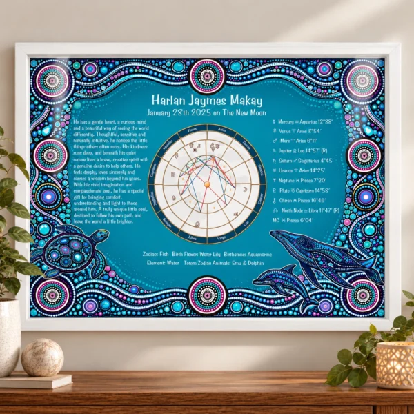 Personalised Aboriginal Birth Chart Print |Ocean Astrology Wall Art