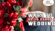 Elegant red wedding bouquet with lush roses and greenery, perfect for wedding decoration.