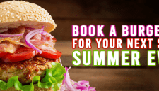 Succulent burger with fresh toppings for school summer event.