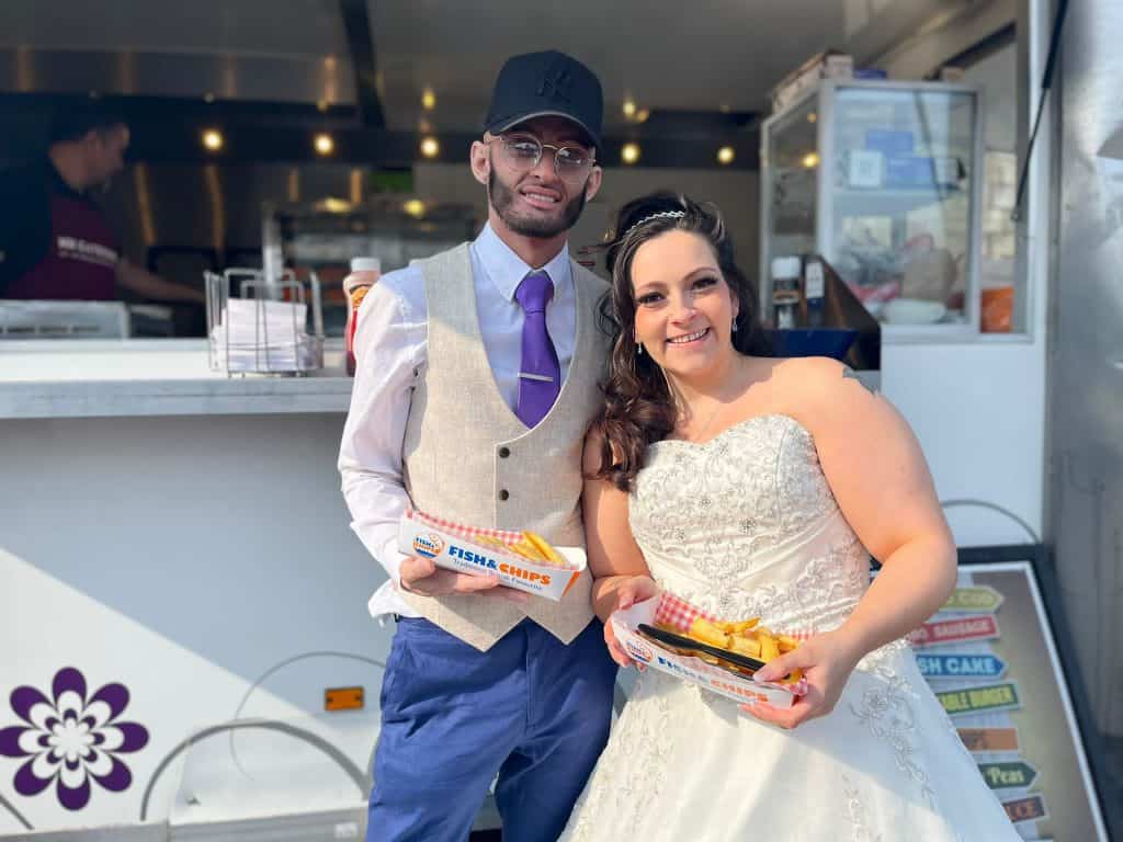 bride groom fish and chips