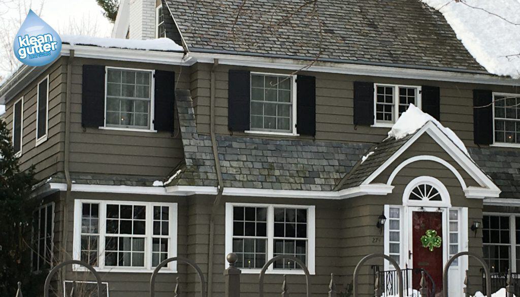 Two-story home with Klean Gutter along the roofline, no ladder needed.