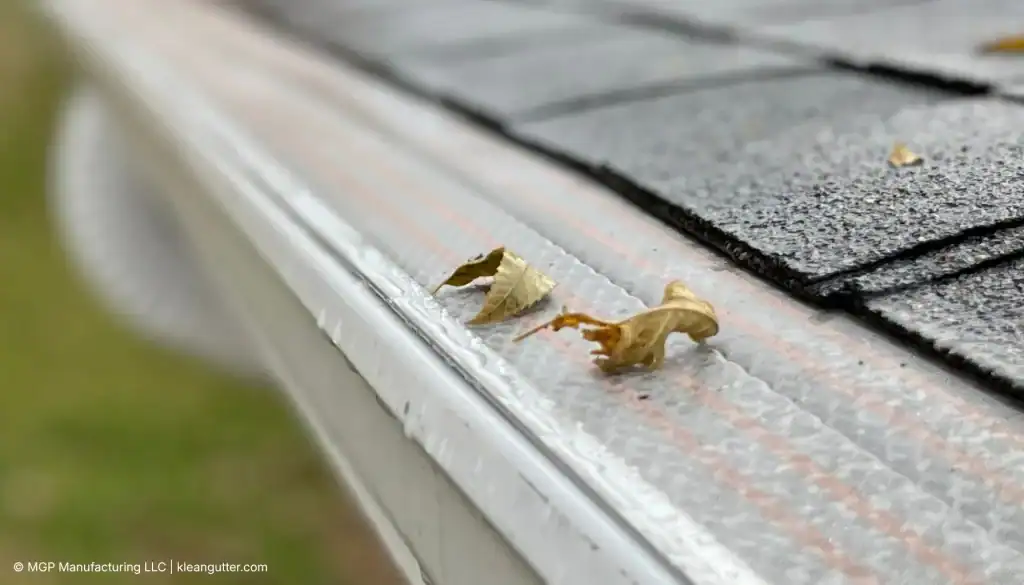 Klean Gutter Leaf Guard installed on a roof gutter system for debris protection.
