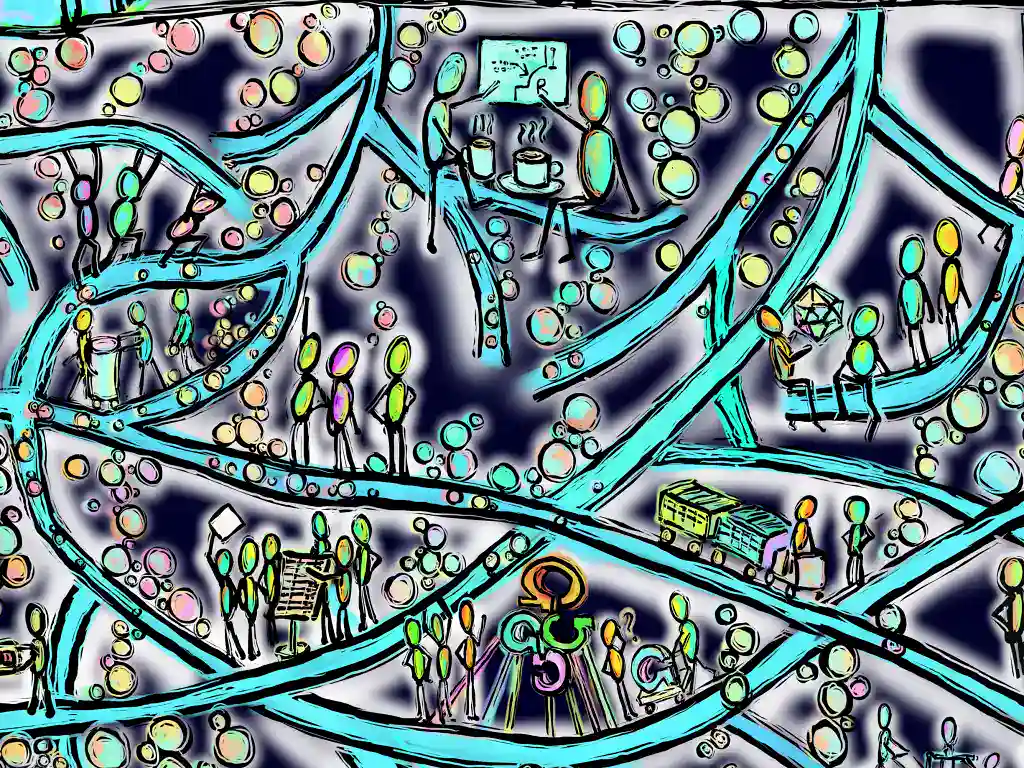 Illustration: Optimismus in Organisationen – Menschen, Gesten und Zusammenarbeit als Zeichen einer optimistischen Kultur