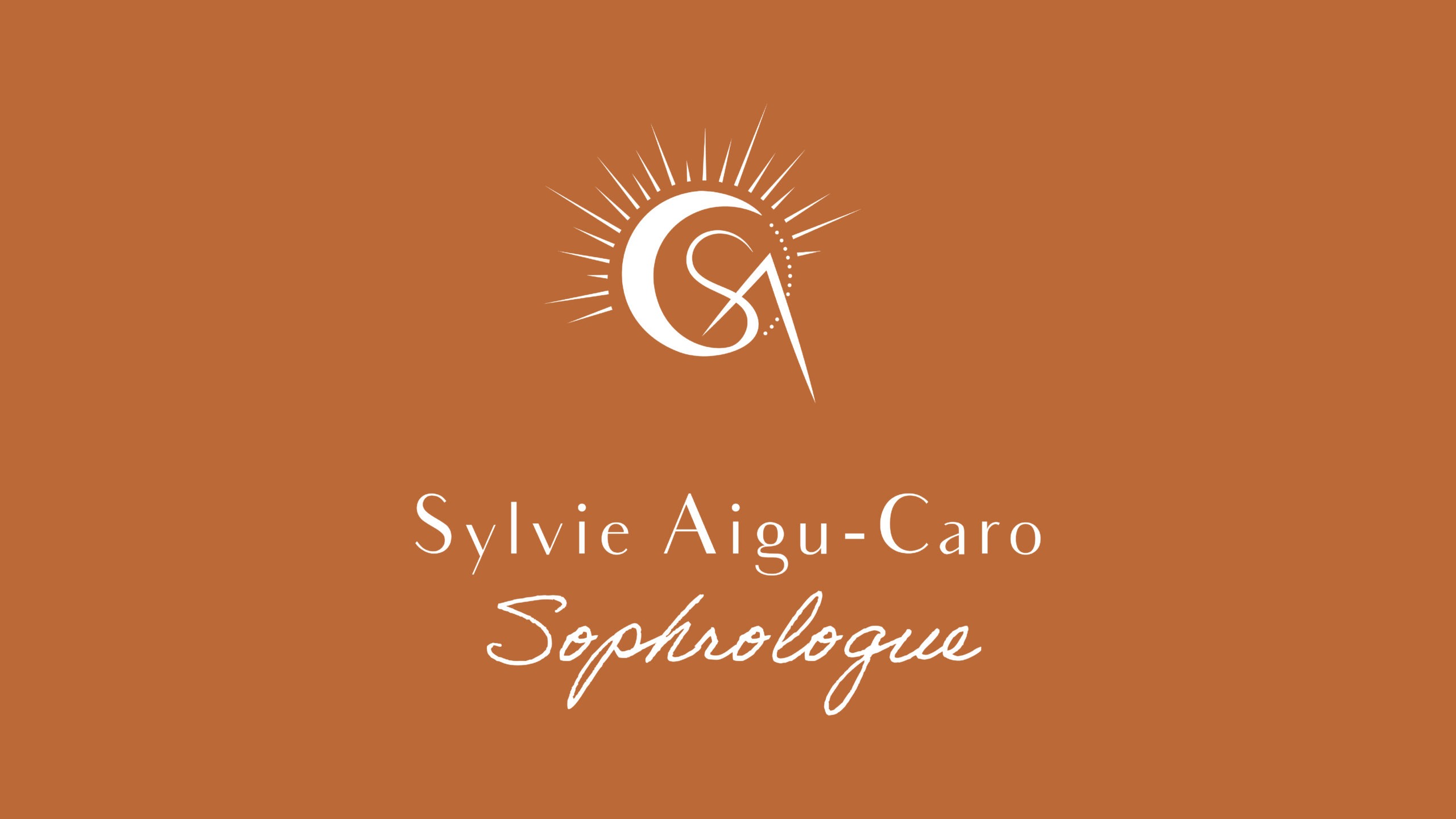 Logo de Sylvie Aigu-Caro, sophrologue, sur fond terracotta
