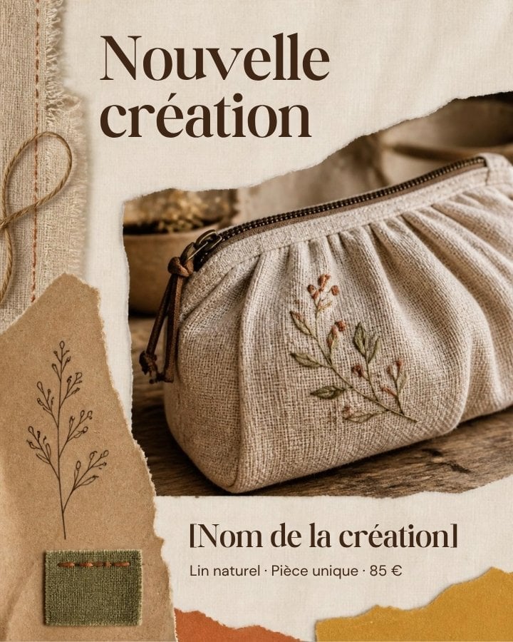 Template Canva Instagram pour artisan : publication Nouvelle création