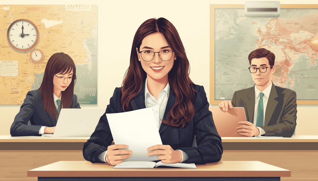 Illustration for how to become a civil rights lawyer, showing lawyers reviewing documents