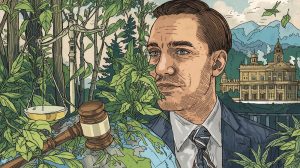 A professional environmental lawyer analyzing legal policies on environmental protection, symbolizing what an environmental lawyer does in safeguarding nature and compliance with law.