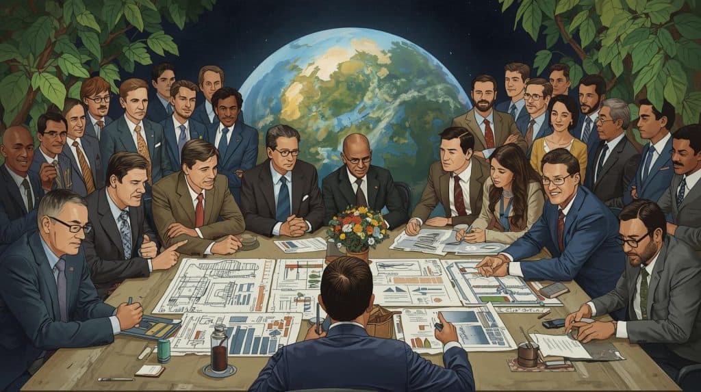 Why the Center for International Environmental Law Matters Now More Than Ever Global leaders and policy experts reviewing environmental plans around a table, representing the Center for International Environmental Law.