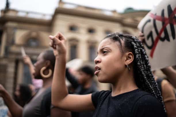 girl defending and fighting for her rights