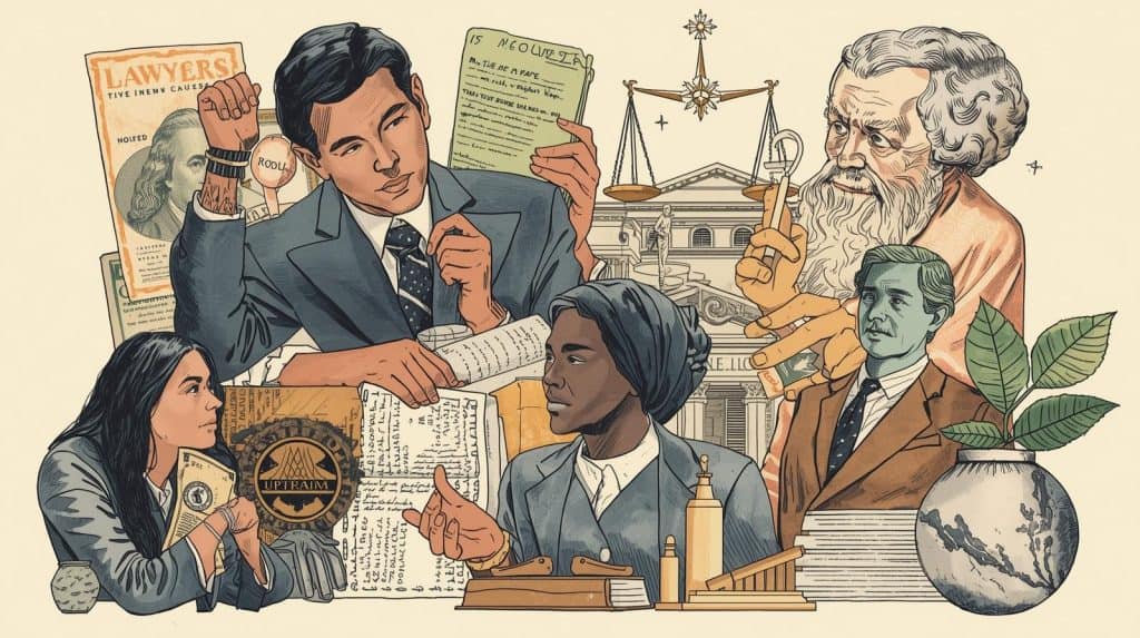 Group of diverse civil rights lawyers discussing legal documents and justice principles, symbolizing How Much Does a Civil Rights Lawyer Make and their role in advocating for equality and social justice.