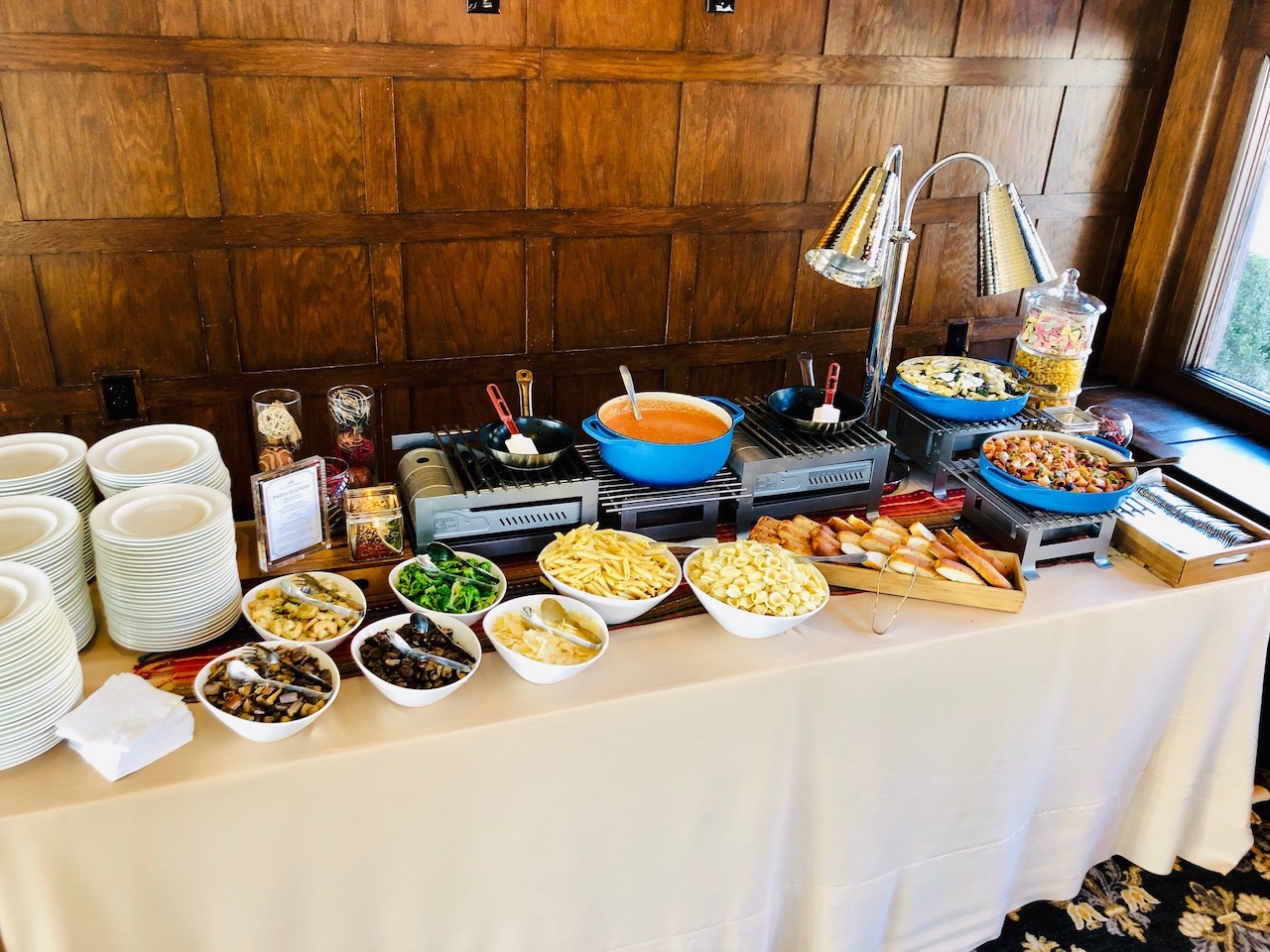 Interactive pasta station with fresh ingredients and made-to-order banquet dishes.